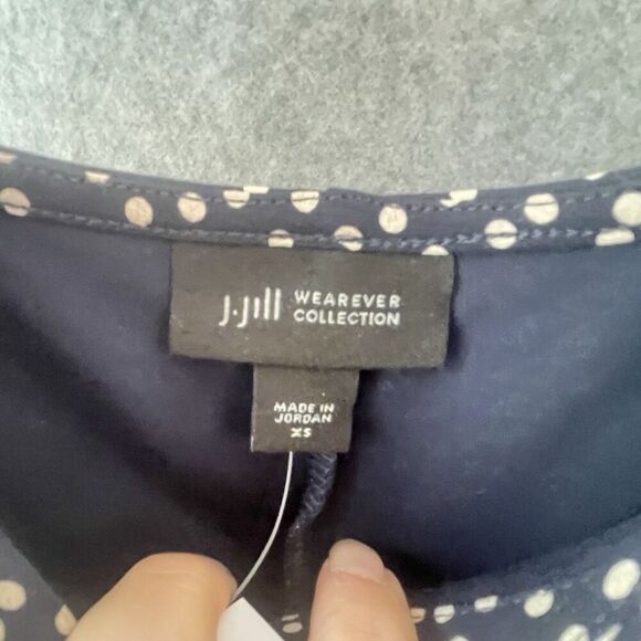 J. Jill Wearever Collection NWT Polkadot  Maxi Dress Blue and White sz. XS #AI - Picture 7 of 10